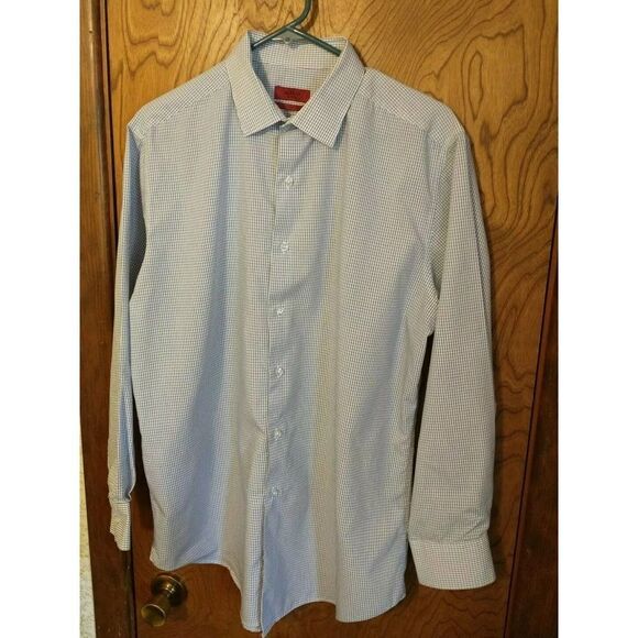 Alfani Fitted Performance Mens Dress Shirt Blue Ck - Picture 1 of 6